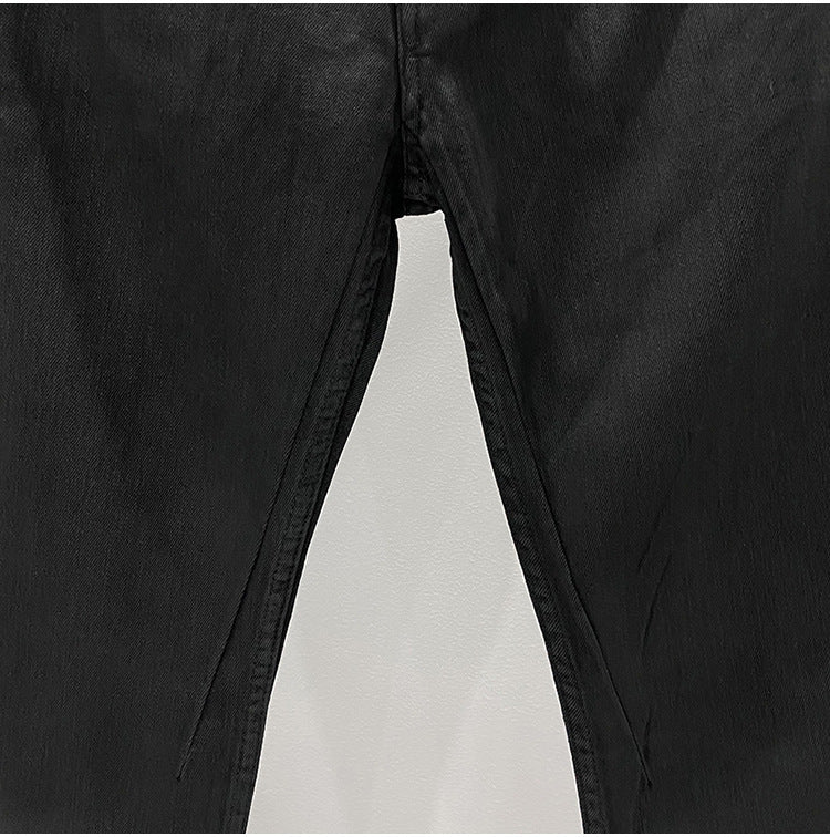 Subhuman Men's Style | Dark Classic Versatile Autumn/Winter Waxed Coating Craftsmanship Self-Designed Long Jeans