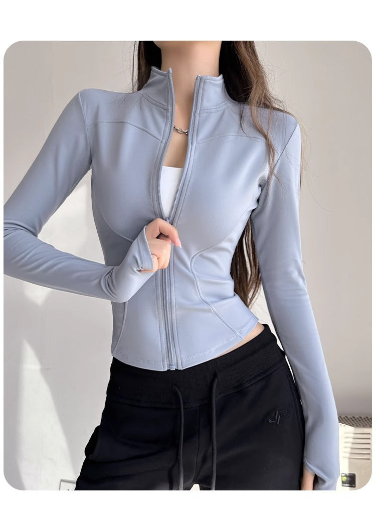 Stand Collar Slimming Fitness Clothing Slimming Yoga Top Running Sports Jacket Pilates Training Yoga Clothing