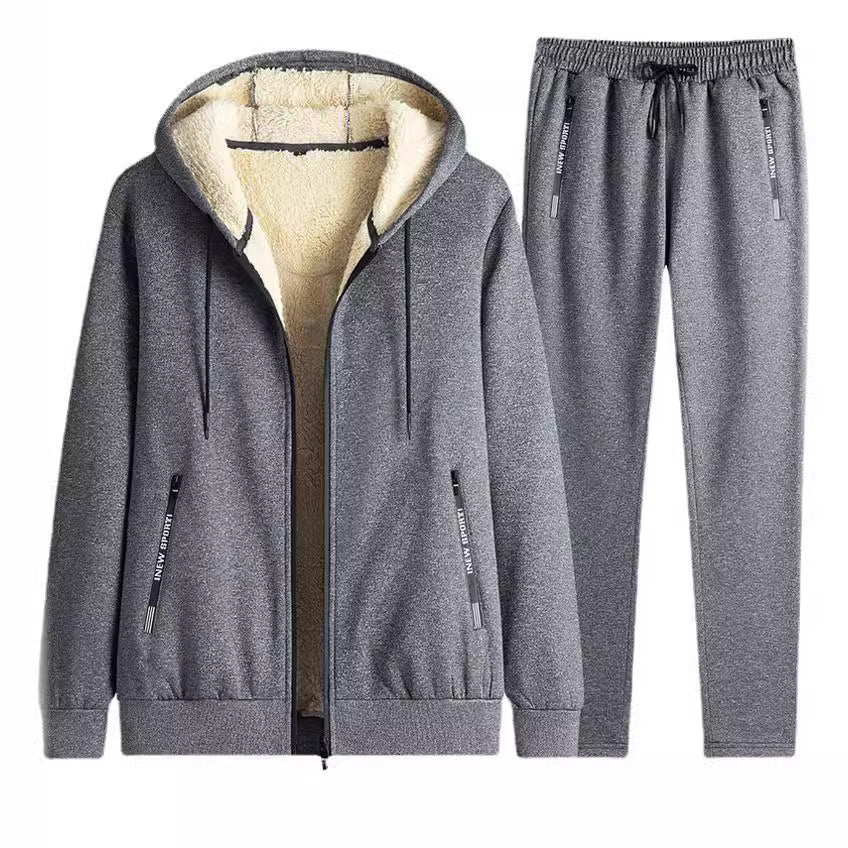 New men's suit spring and autumn hooded long sleeve plus size two suit leisure running sportswear
