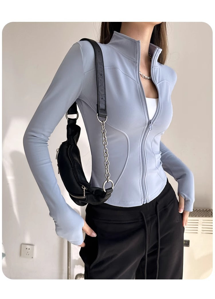 Stand Collar Slimming Fitness Clothing Slimming Yoga Top Running Sports Jacket Pilates Training Yoga Clothing