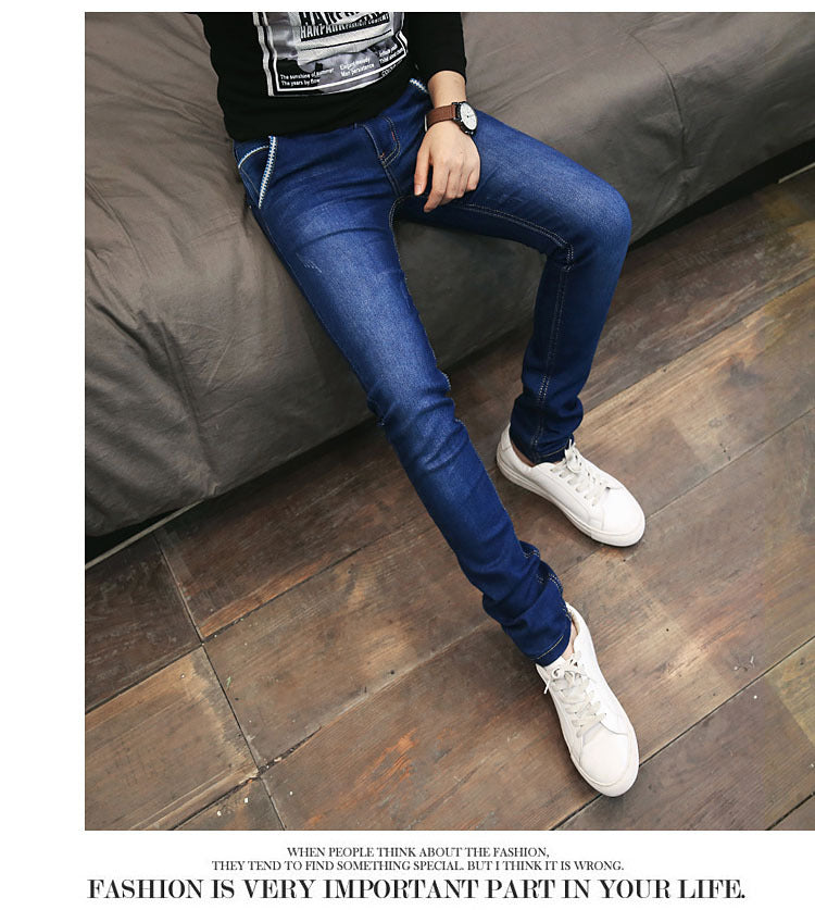 Summer Thin Jeans Men's Korean Style Slim-fit Youth Casual Nostalgic Stretch Handsome Trendy Brand Skinny Pants