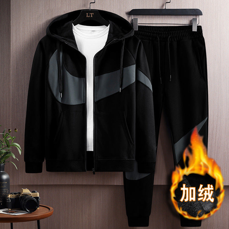 2024 Spring and Autumn Men's Sportswear Casual Suit Men's Hooded Cardigan Sportswear Running Suit Two-Piece Set for Boys