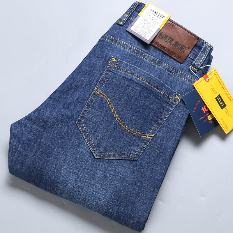 Su Lee Men's Jeans Spring and Summer Men's Elastic Loose Straight Retro Business Casual Trendy Brand Long Pants
