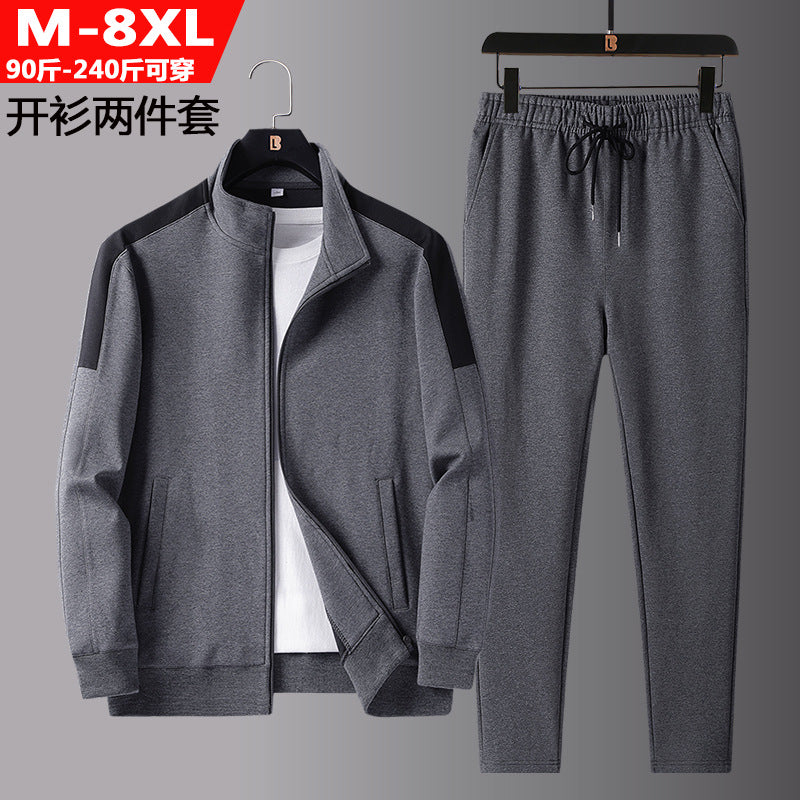 Spring and Autumn New Sports Suit Men's Trendy Casual Sportswear Suit Men's Large Size Sweatshirt Suit Two-Piece Set