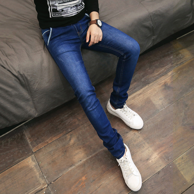 Summer Thin Jeans Men's Korean Style Slim-fit Youth Casual Nostalgic Stretch Handsome Trendy Brand Skinny Pants