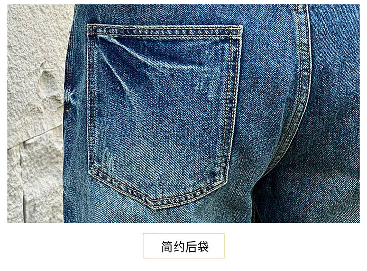 American Style Trendy Brand Ripped Jeans Men's Autumn New Duffy Handsome Trendy Niche Design Sense Loose Straight Long Pants