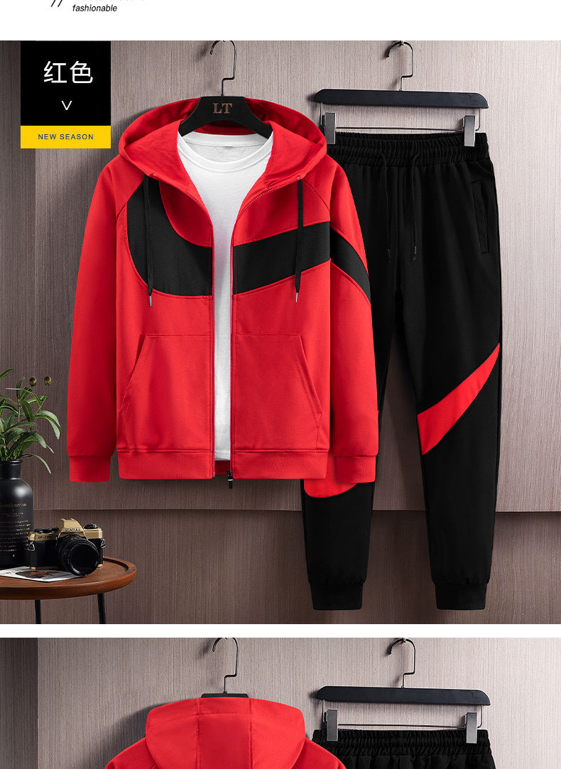 2024 Spring and Autumn Men's Sportswear Casual Suit Men's Hooded Cardigan Sportswear Running Suit Two-Piece Set for Boys
