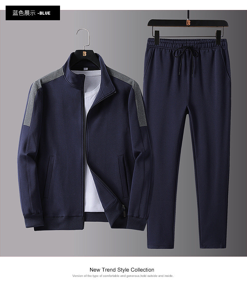 Spring and Autumn New Sports Suit Men's Trendy Casual Sportswear Suit Men's Large Size Sweatshirt Suit Two-Piece Set