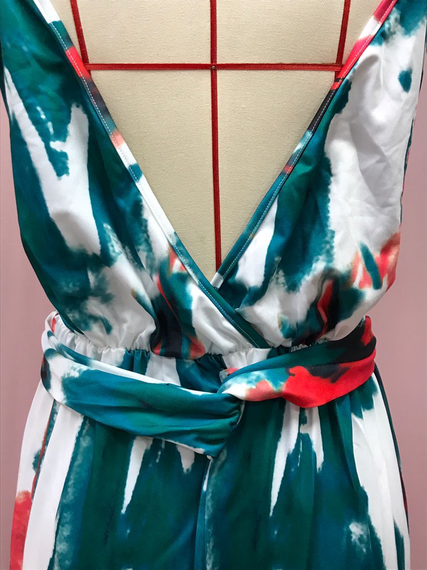 2025 Cross-Border Amazon Spring and Summer New European and American Fashion V Neck Suspender Printed Beach Dress Long Skirt