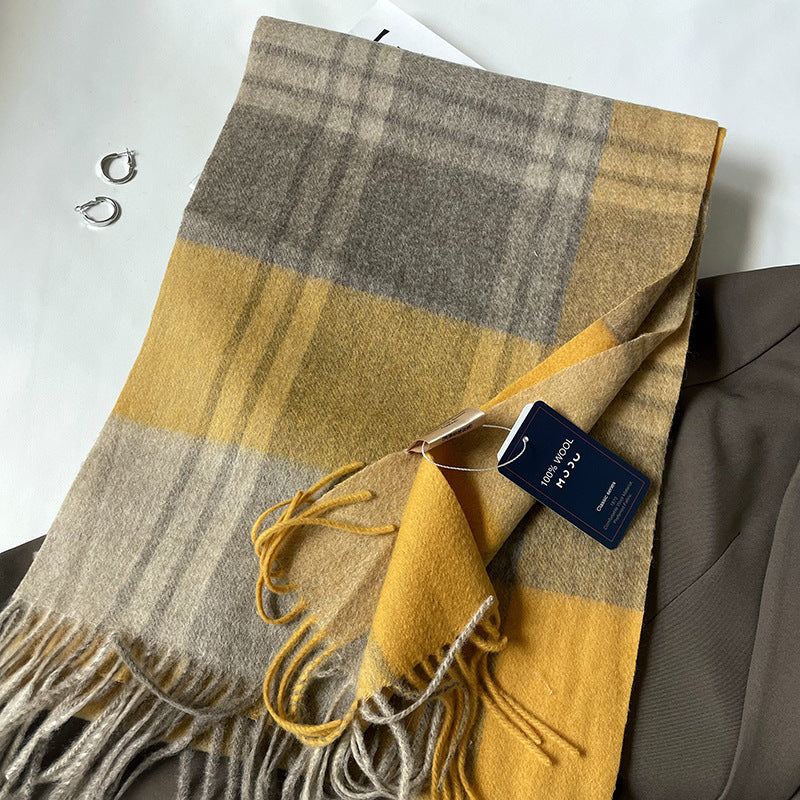 Autumn and Winter Australian Wool Scarf Classic British Scarf Women's Unisex Couple's Warm Scarf