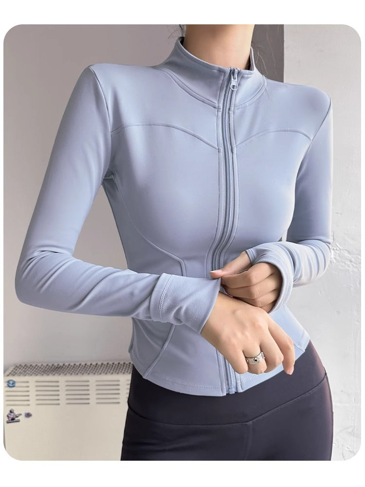 Stand Collar Slimming Fitness Clothing Slimming Yoga Top Running Sports Jacket Pilates Training Yoga Clothing