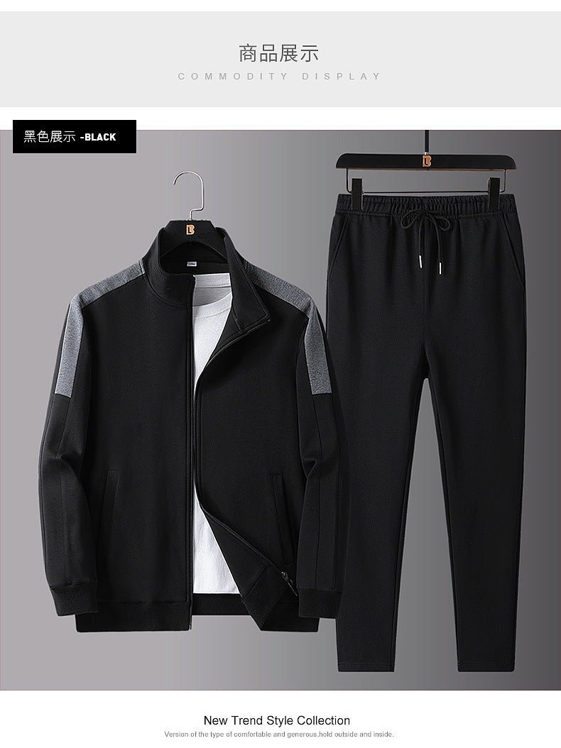 Spring and Autumn New Sports Suit Men's Trendy Casual Sportswear Suit Men's Large Size Sweatshirt Suit Two-Piece Set