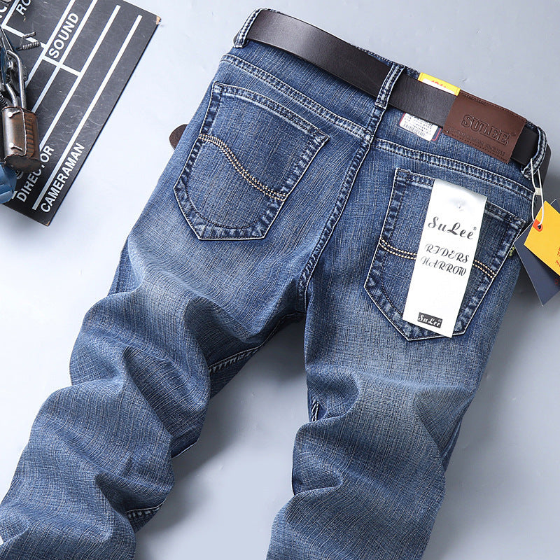 Su Lee Men's Jeans Spring and Summer New Straight Loose Business Elastic Versatile Long Pants Men's Cross-Border Men's Pants
