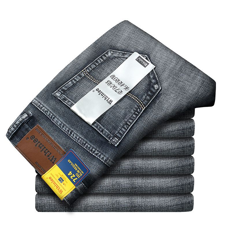 Fleece-Lined Thickened Stretch Business Casual Jeans for Young Men, Warm Autumn and Winter Thick New Pants, Guangzhou Xintang