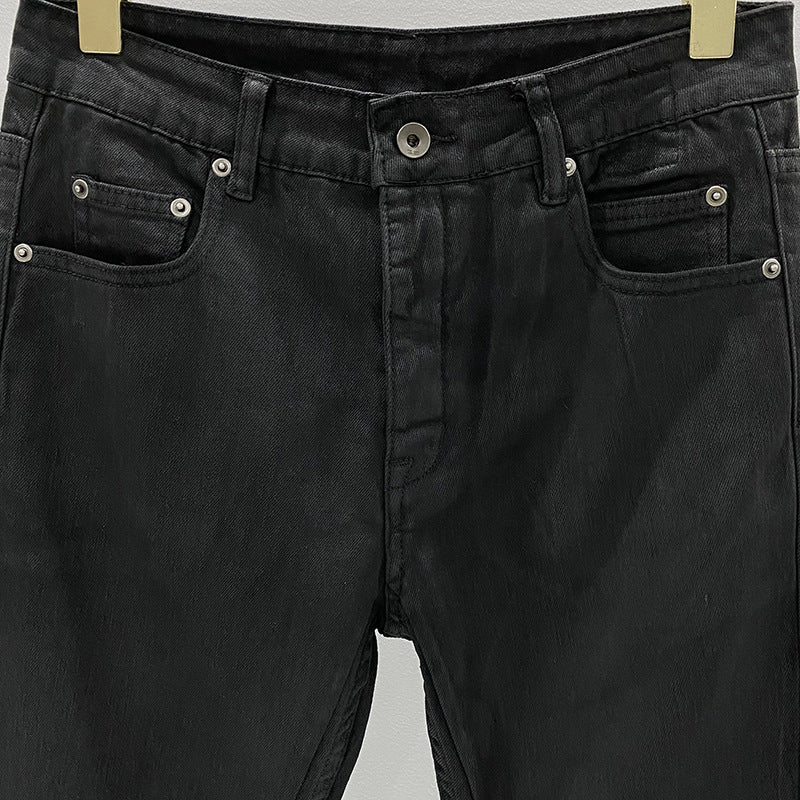 Subhuman Men's Style | Dark Classic Versatile Autumn/Winter Waxed Coating Craftsmanship Self-Designed Long Jeans