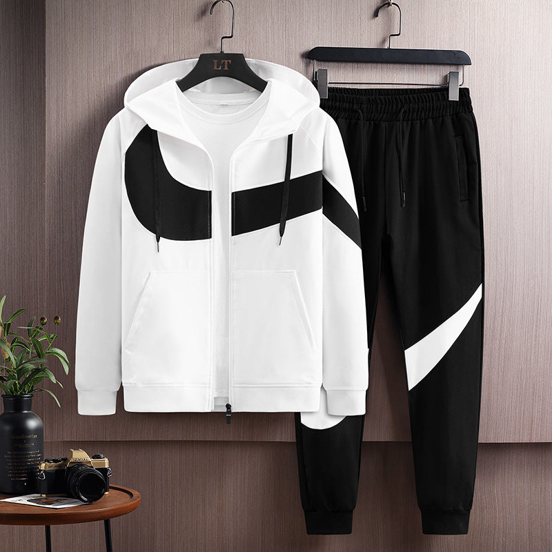 2024 Spring and Autumn Men's Sportswear Casual Suit Men's Hooded Cardigan Sportswear Running Suit Two-Piece Set for Boys