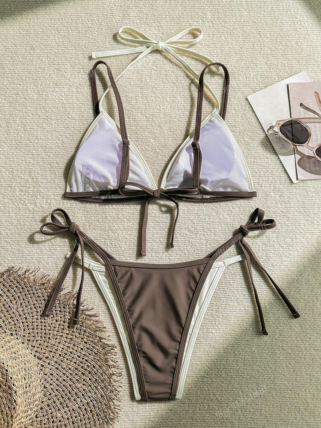 European and American Export Cross-Border Double-Layer 2-Piece Set of Contrasting Color Split Three-Point Bikini Adjustable Swimsuit Women's Swimsuit