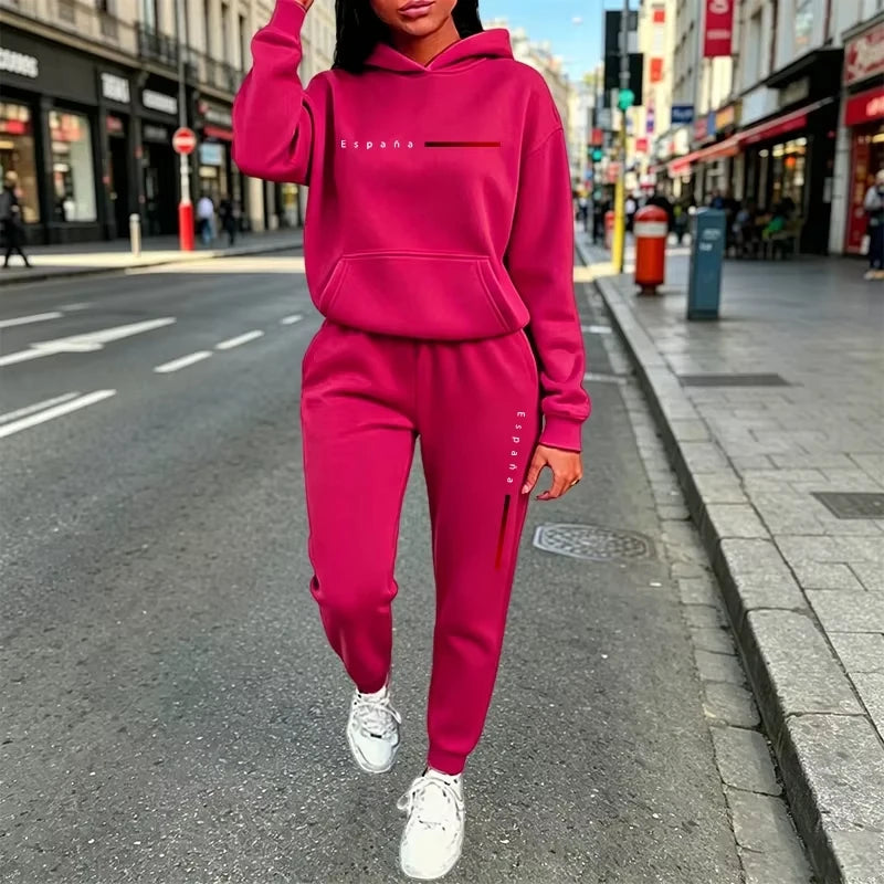 Autumn Winter Women's Clothing 2 Pcs Suits Casual Hooded Sweatshirts Outfits Sports Jogging Sportswear Fashion Woman Pants Sets