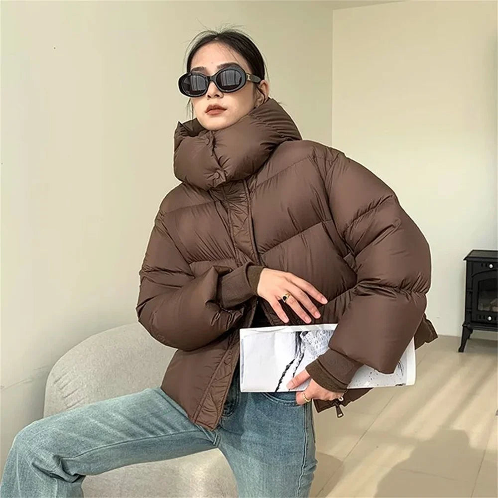 2024 Autumn Winter Fashion Hooded Thickened Down Cotton Jacket for Women High-end Women's Jacket Loose Warm Female's Coats Women