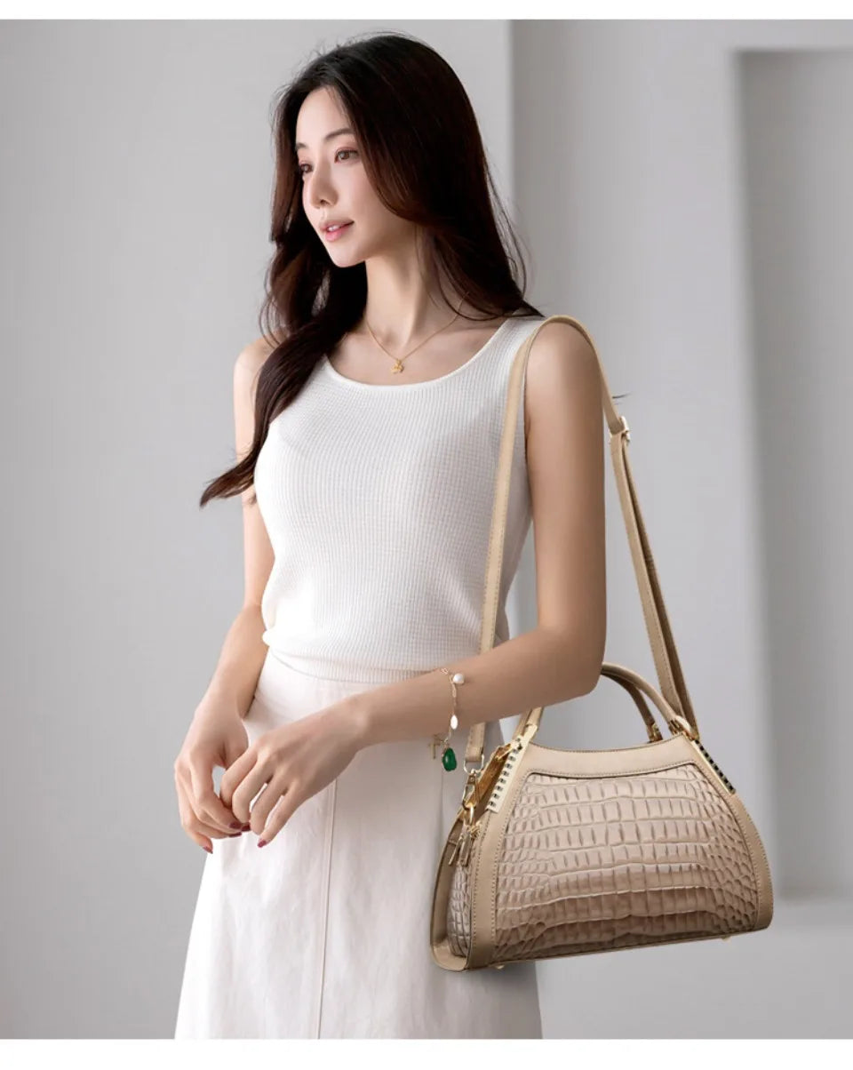 Alligator Patent Leather Shoulder Crossbody Hand Bags for Women Brand Luxury Handbags Women Bags Designer Hobos Two Layers Sac