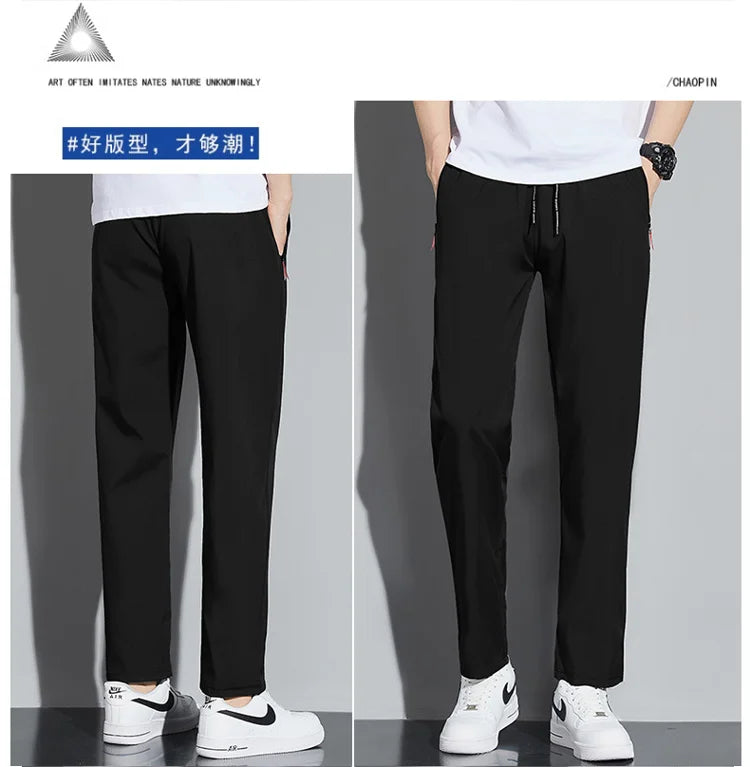 Men's Casual Pants Business Stretch Slim Fit Elastic Waist Jogger Korean Classic Blue Black Gray Male Brand Trousers