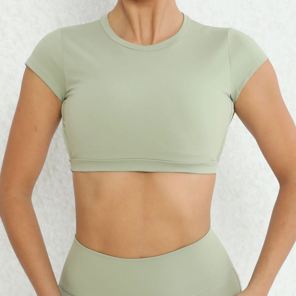 New Sports Shirts Breathable Workout Sportswear Fitness Backless Yoga Clothing Chest Pads Sport Crop Tops Gym Top Women