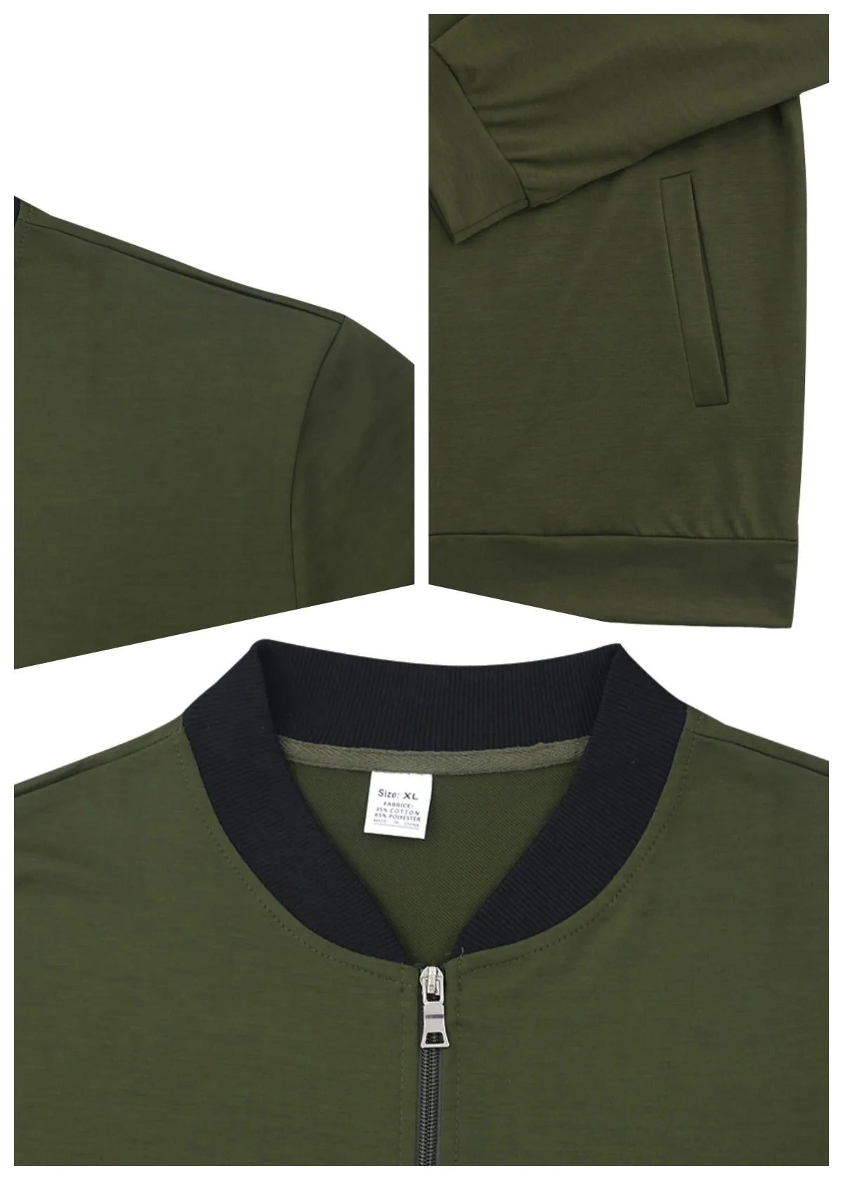 2024 New Spring And Autumn Men's Stand Collar Jacket Solid Color Leisure Sports Long Sleeve Zipper Coat Straight Tube Large Size
