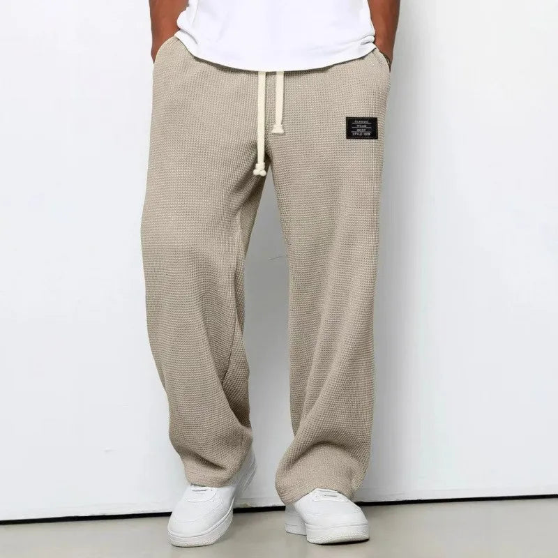 Straight‑Leg Sweatpants  European & American  Trendy Brand Draping Wide‑Leg Casual Sports Long Pants