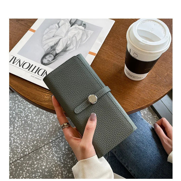 Genuine Leather Wallet Women Long Clutch Fashion Luxury Brand Ladies Purses Card Holder Zipper Coin Pocket High Quality Billfold