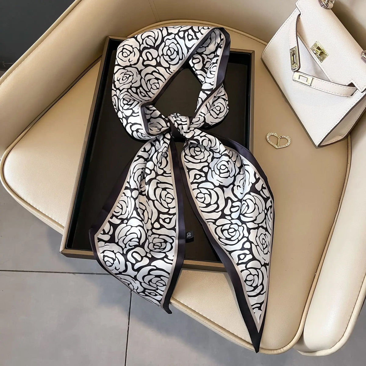 Luxury Long Neckerchief Skinny Hair Bands Women Silk Scarfs Fashion Headbands Bag Scarves Print Hairband Neck Scarf For Ladies