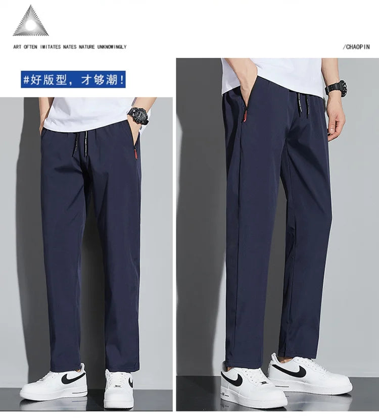 Men's Casual Pants Business Stretch Slim Fit Elastic Waist Jogger Korean Classic Blue Black Gray Male Brand Trousers