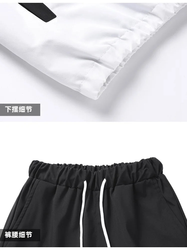 2026 New Men's Casual Sets Men Tracksuit Oversized Trend Patchwork Design Hooded Jacket+pants Two-pieces Men Running Sports Suit