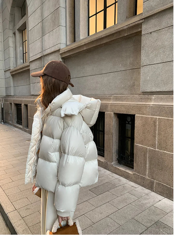 New Winter Puffer Jacket Women Fashion Hooded Down Cotton Overcoat Female Loose Casual Warm Parkas Outerwear
