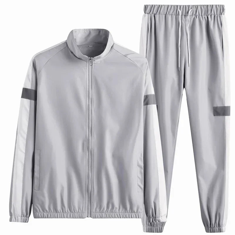 2026 New Men's Casual Sets Men Tracksuit Oversized Trend Patchwork Design Hooded Jacket+pants Two-pieces Men Running Sports Suit