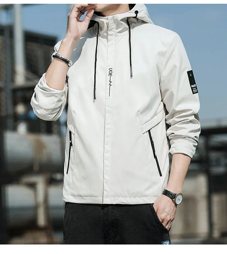 NewMen Long Sleeve Hip Hop Streetwear Coats Spring Men's Bomber Jackets Fashion Korean with Hood Golf Windbreaker Aviator Jacket