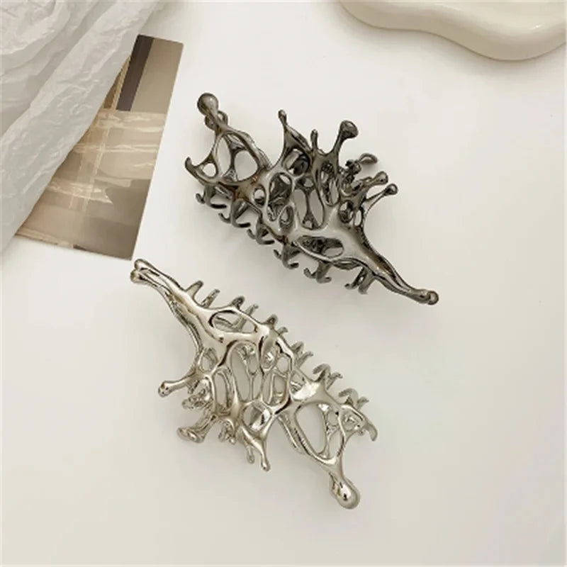 Fashion Gothic geometric metal hair clip shark women's hair clip: anti slip grip, suitable for all hairstyles