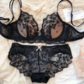New Women Lingerie Set Sexy Lace Push Up Bra French 3/4 Thin Cup bralette Cute Bow Decoration Underwear Comfort Bras Briefs Sets