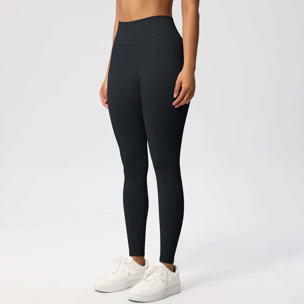 Women's Solid High Waist Sports Leggings, HighStretch Seamless Yoga Leggings, LadiesSportswear for Indoor Outdoor Wear