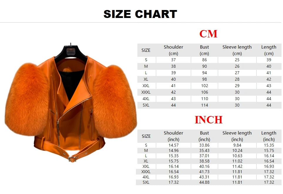 Leather Fur Jacket Natural Fur Sleeve Ladies Short Leather Jacket Real Fox Fur Sleeve Coat Women Autumn 21001-1