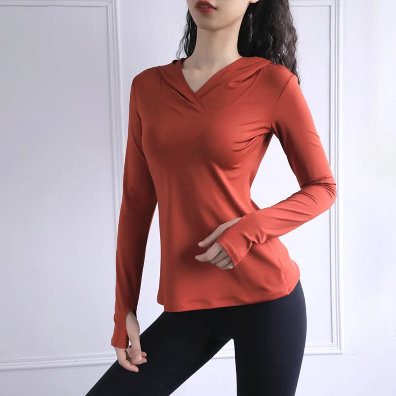 2025 Thumb Hole Quick-Dry Hoodies Women Back Mesh Breathable Fitness Hooded Shirts Woman Loose Fit Casual Sports Wear T-Shirts