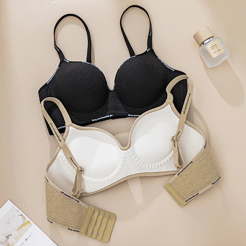 FINETOO Thickened Push-Up Bra for Women No Steel Padded Brassiere Anti-Sagging Underwear Sexy Backless Gather Bralette Lingerie