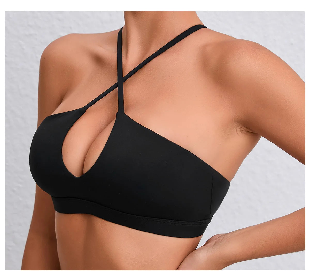 Cross Strap Halter Sports Bra Women's Yoga Pilates Workout Top Hollow Out Quick Dry Fitness Bralette