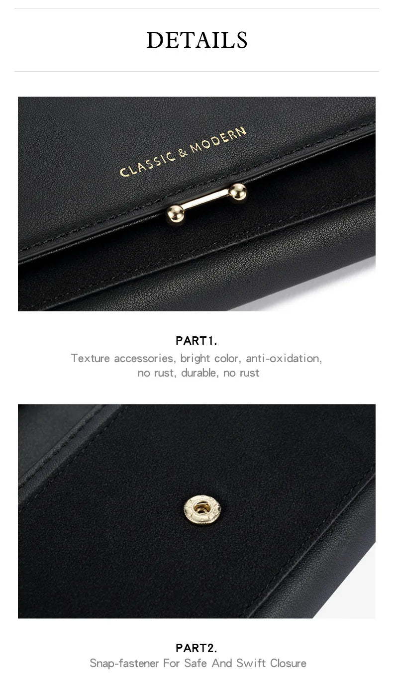 Women Pu Leather Long Wallet Trendy Classic Envelope Clutch Large Capacity Card Holder Cash Phone Purse High Quality
