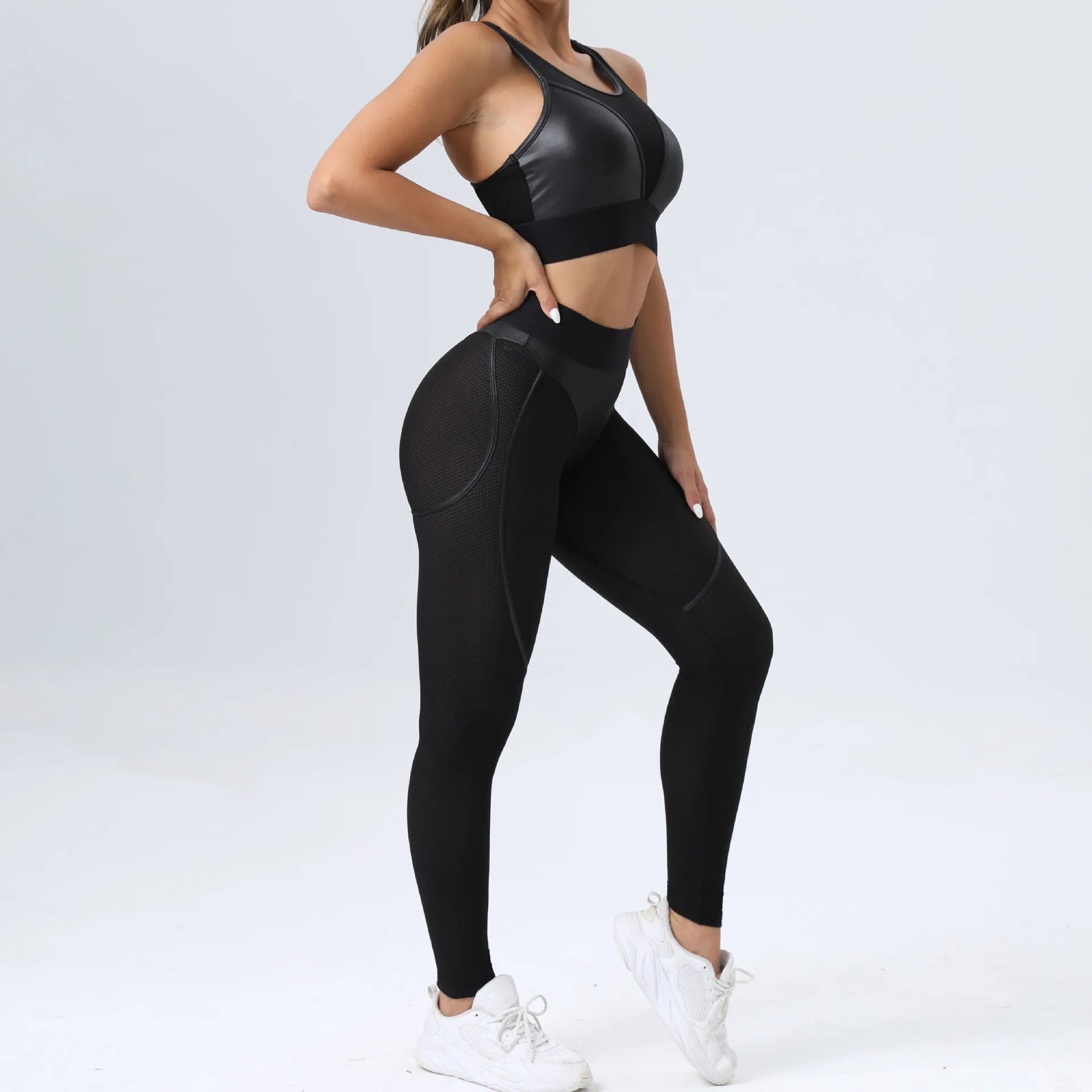 Gym Set Woman Sportswear Transparent Sport Outfit Women Tracksuit Sexy Mesh Yoga Clothing Suit for Fitness Black Pink Orange New