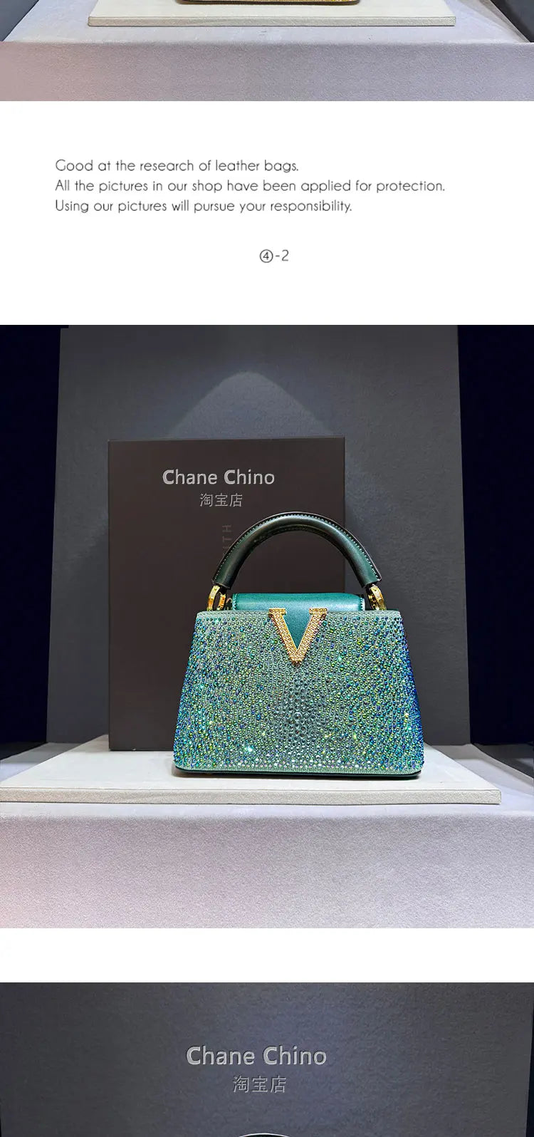 High Luxury Genuine Leather Diamonds Tote Women's Handbags 2025 Small Evening Bag V Letter Rhinestone Shoulder Crossbody Bags