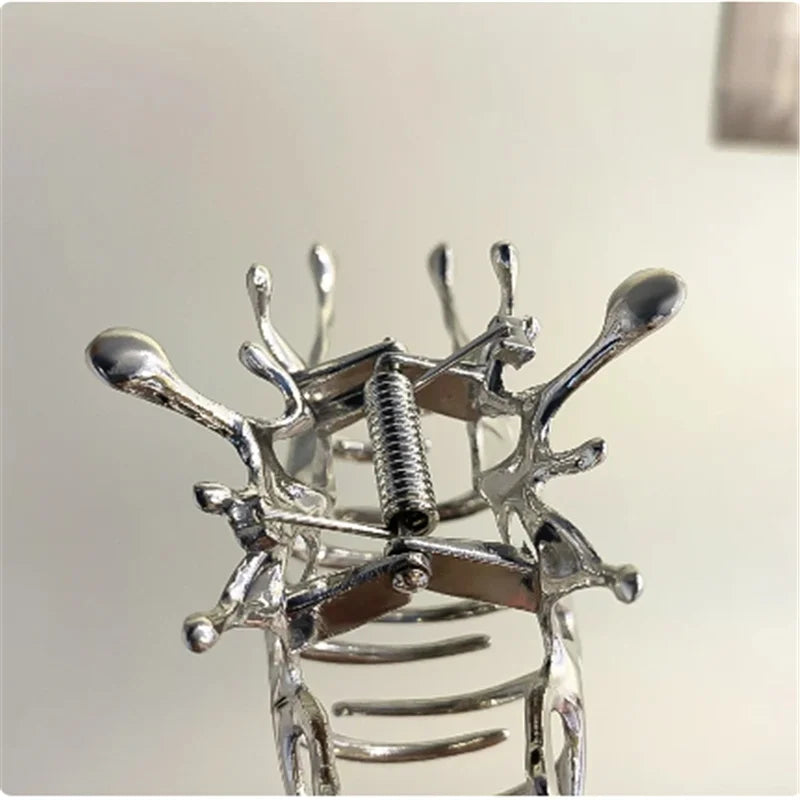 Fashion Gothic geometric metal hair clip shark women's hair clip: anti slip grip, suitable for all hairstyles