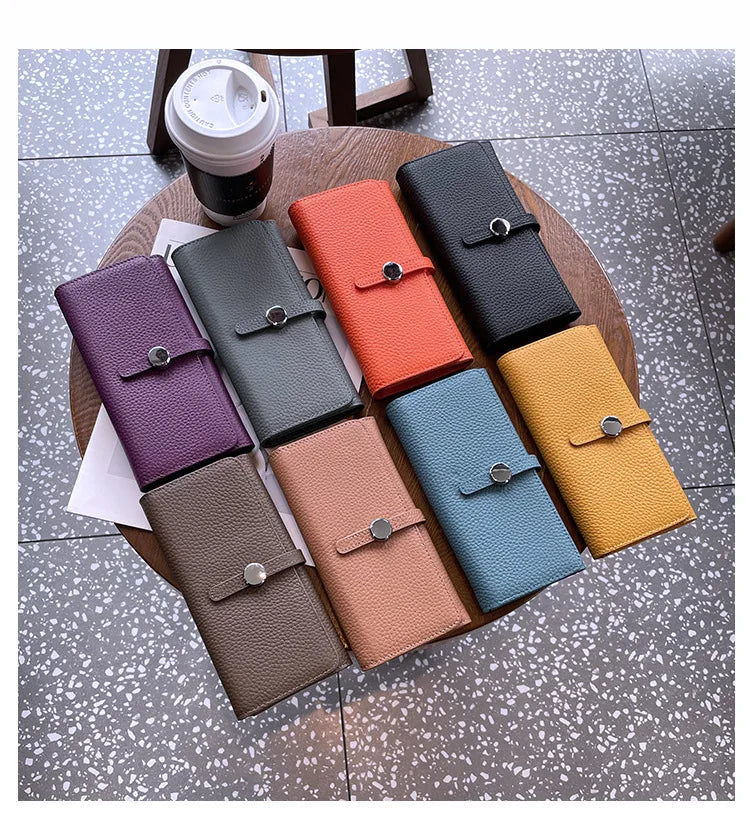 Genuine Leather Wallet Women Long Clutch Fashion Luxury Brand Ladies Purses Card Holder Zipper Coin Pocket High Quality Billfold