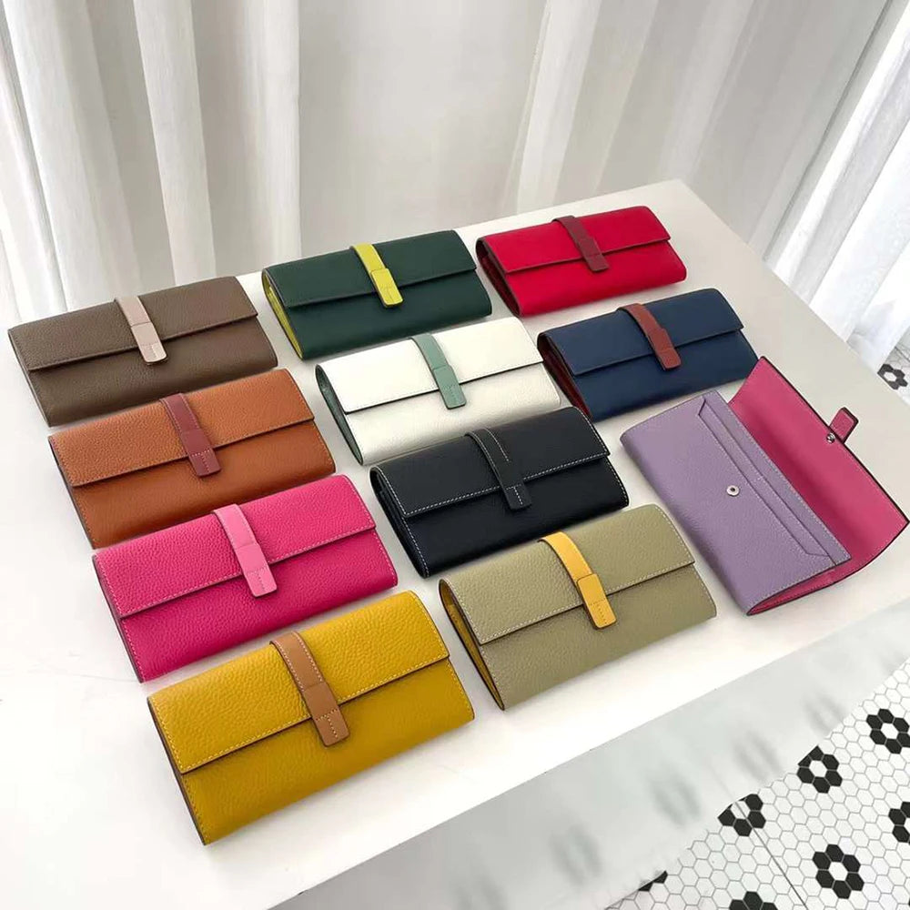 Luxury Genuine Leather Women Long Wallet Custom Name Female Card Holder Clutch Bag Fashion New Personalize Initials Purse Wallet