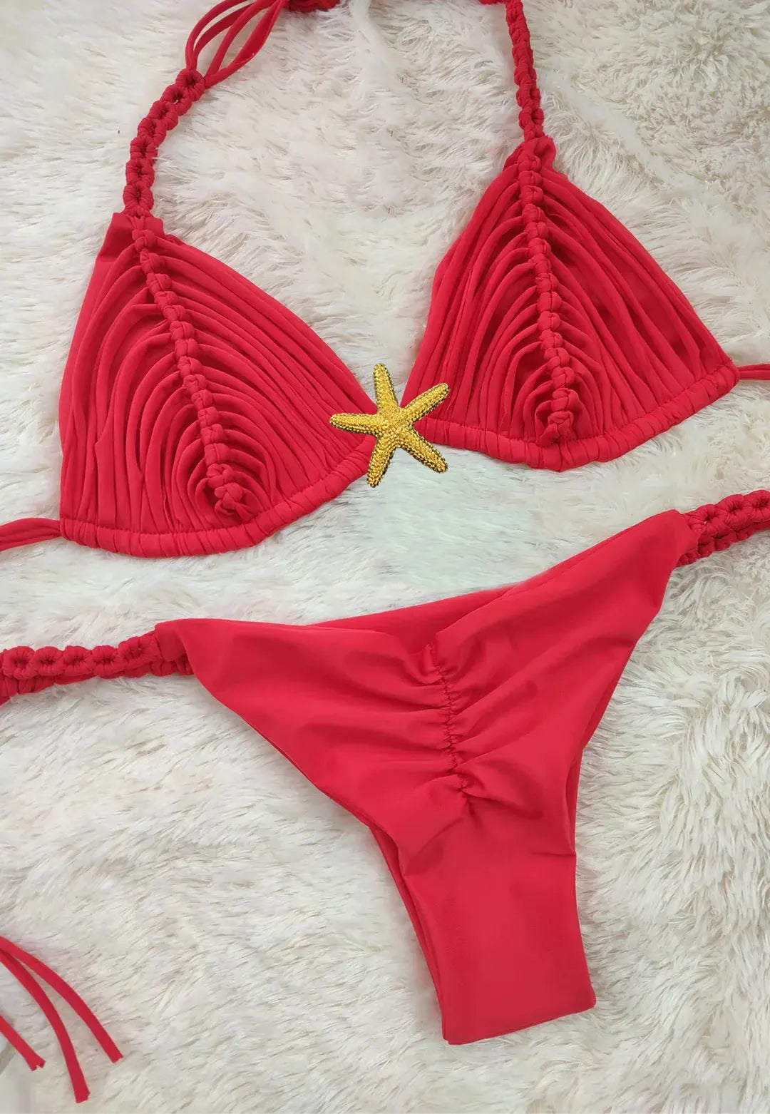 2025 New Five-pointed Star Brazilian Bikini Swimwear Women's Braided Rope Swimsuit Two Piece Set Female Sexy Mujer Beachwear