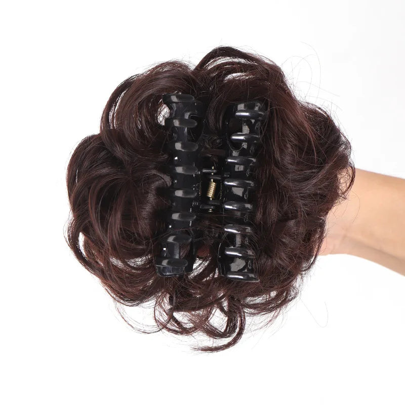 Synthetic Chignon Messy Bun Claw Clip in Hair Piece Wavy Curly Hair Bun Ponytail Extensions Scrunchie Hairpieces for Women